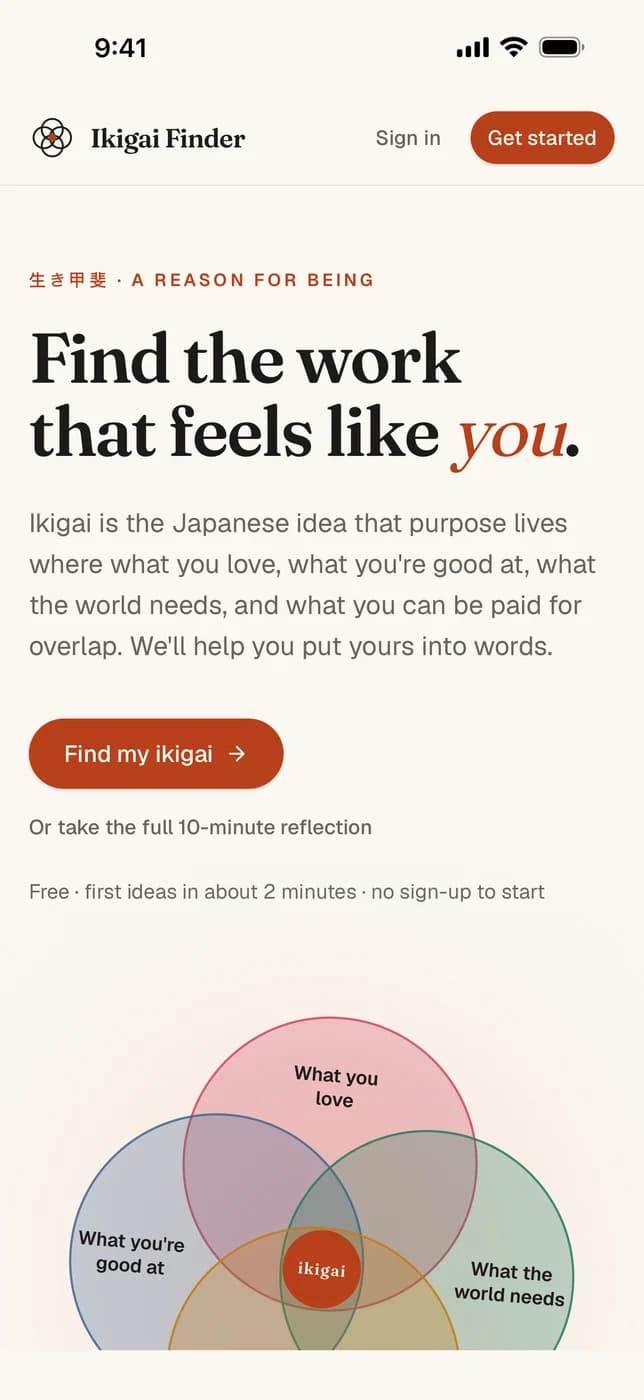 Ikigai Finder — find the work that feels like you