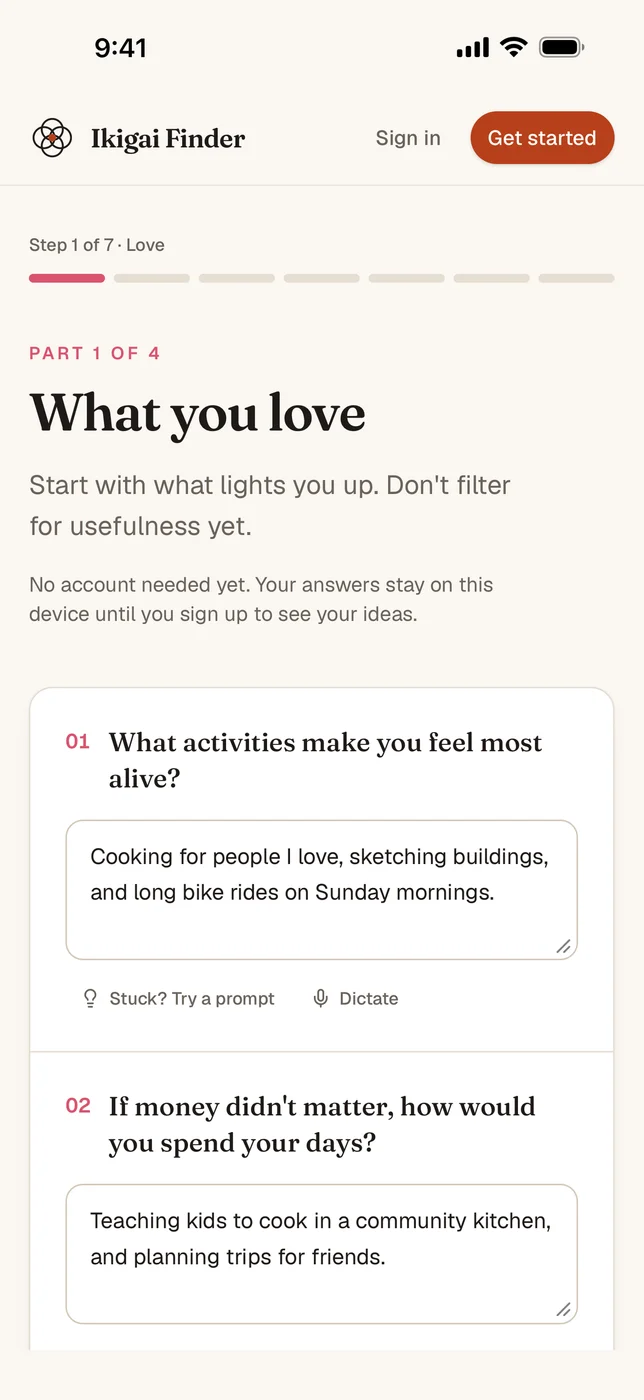 Ikigai Finder — take the full reflection