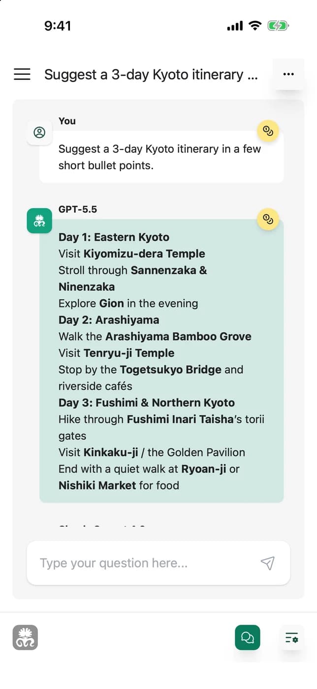 Prompt.me — kyoto itinerary
